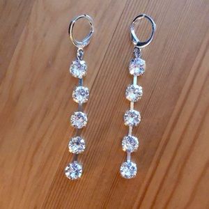 Silver Crystal Drop Earrings
